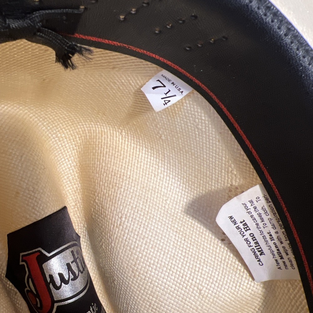 Men's Justin 6X Straw Western Cowboy Hat by Milano Hat Company 7 1/4 - Picture 15 of 16